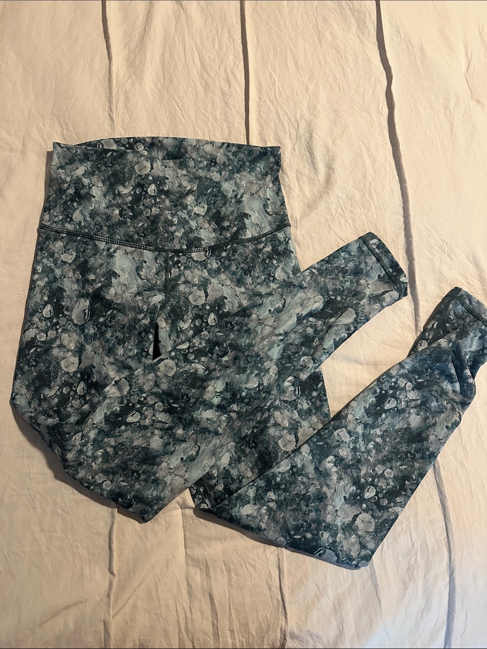 DYI Marble-Print Leggings in Teal and Gray